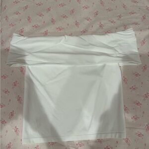 Zara White Off-the-Shoulder Sailor Collar Crop Top